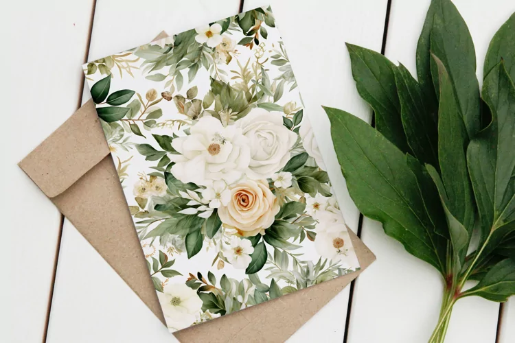 Watercolor Floral Border for wedding invitations