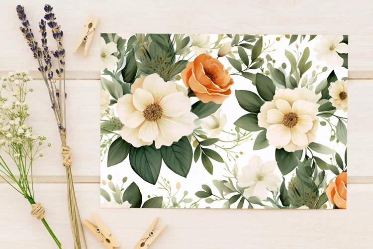 Watercolor Floral Border for wedding invitations