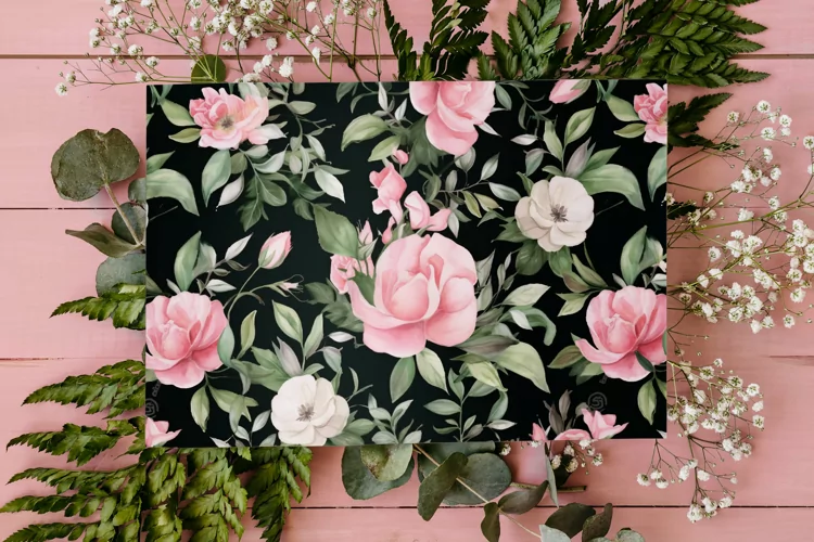 Watercolor Floral Border, Wedding card illustration