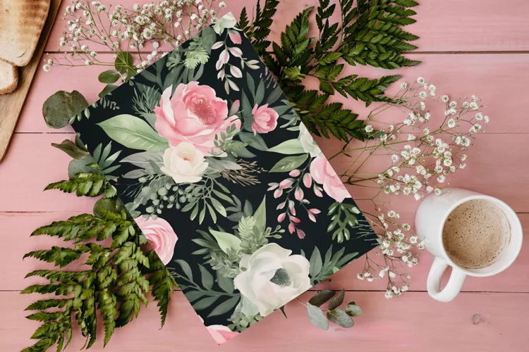 Watercolor Floral Border, Wedding card illustration