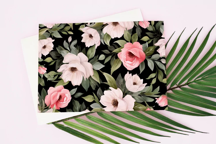 Watercolor Floral Border, Wedding card illustration