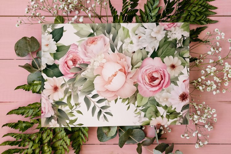 Watercolor Floral Border for wedding invitations