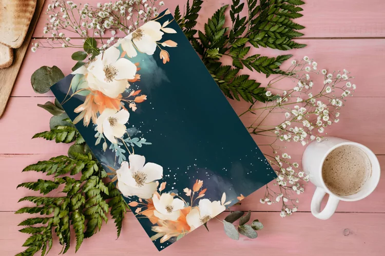 Watercolor Floral Border, Wedding card illustration