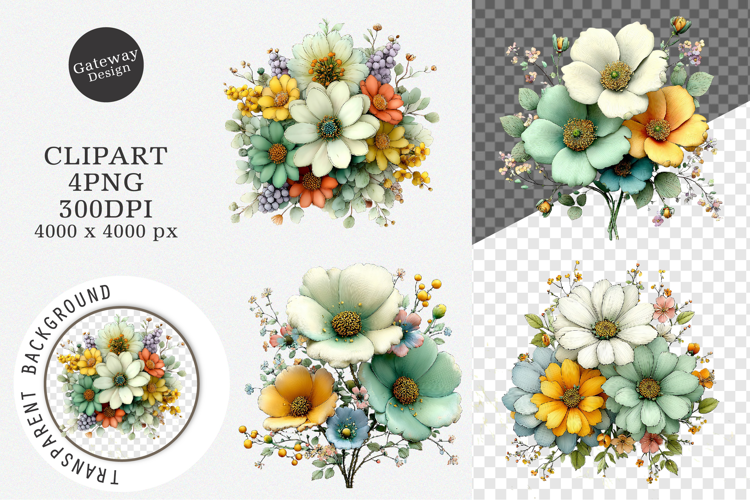 Watercolor Floral Summer Clipart