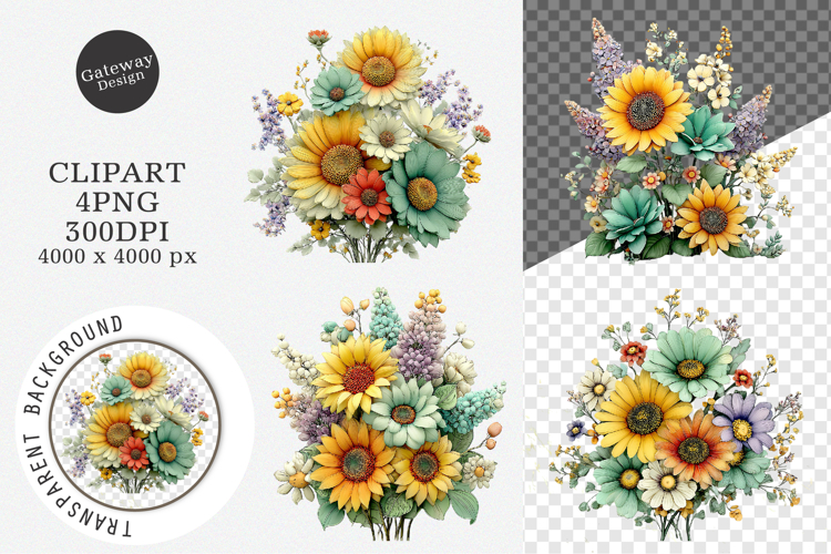 Watercolor Floral Summer Clipart