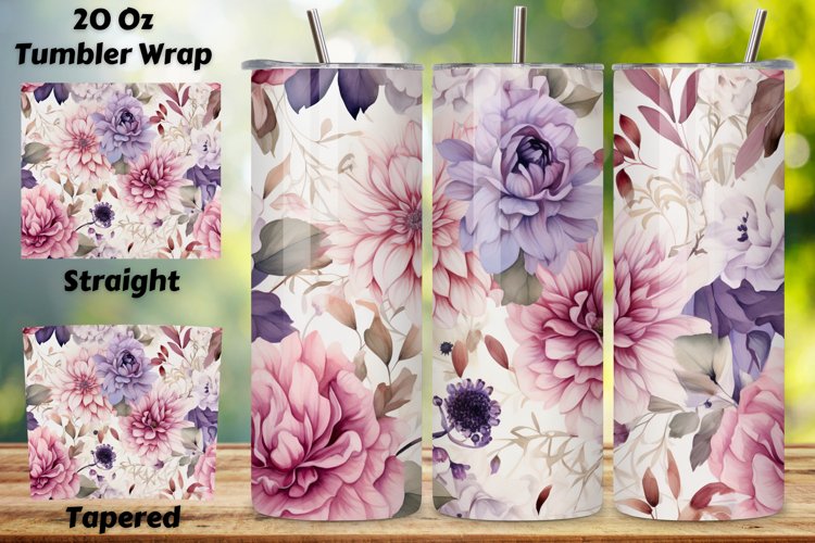 Watercolor Floral Symphony Tumbler Wrap, Seamless PNG Wrap