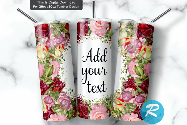 Red Rose flower Seamless 20oz/30oz Skinny Tumbler