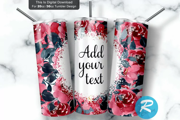 Watercolor Seamless Floral Tumbler 20oz/30oz Skinny Tumbler