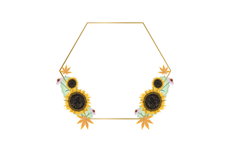 Watercolor floral with golden frame graphic