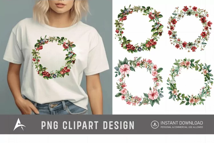 Watercolor Floral Wreath clipart