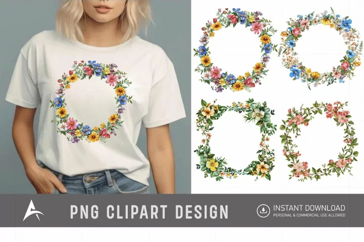 Watercolor Floral Wreath clipart