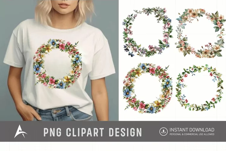 Watercolor Floral Wreath clipart