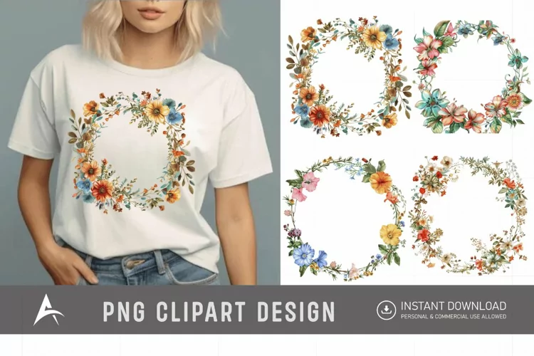 Watercolor Floral Wreath clipart