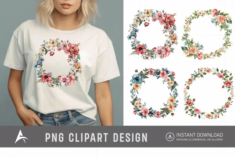Watercolor Floral Wreath clipart