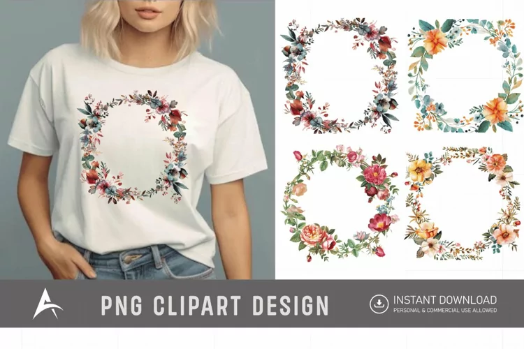 Watercolor Floral Wreath clipart