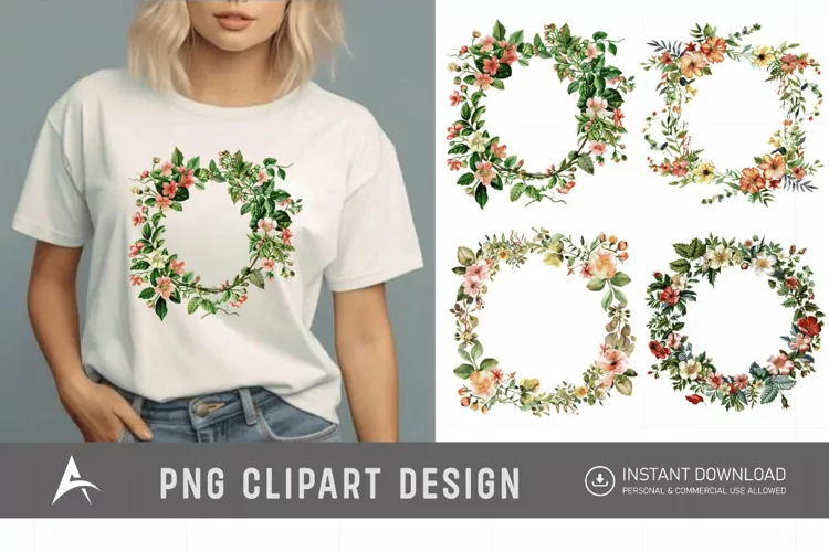 Watercolor Floral Wreath clipart