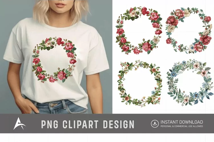 Watercolor Floral Wreath clipart