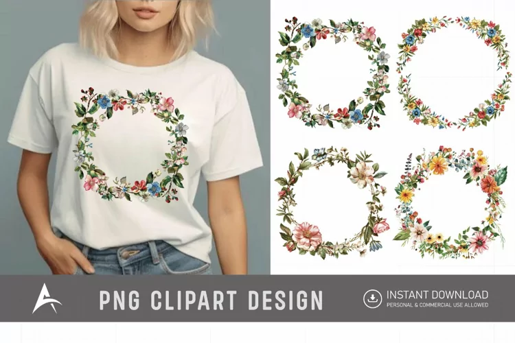Watercolor Floral Wreath clipart