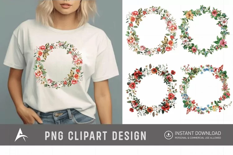 Watercolor Floral Wreath clipart