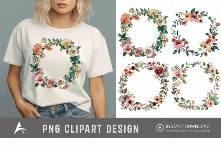 Watercolor Floral Wreath clipart