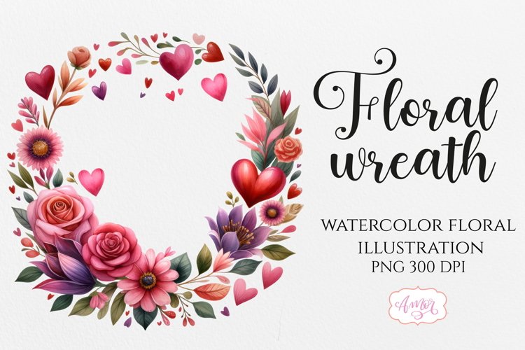 Watercolor floral wreath clipart PNG | Spring sublimation