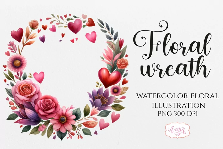 Watercolor floral wreath clipart PNG | Spring sublimation