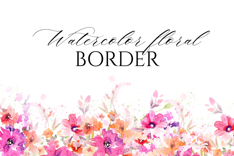 Watercolor Floral Border PNG