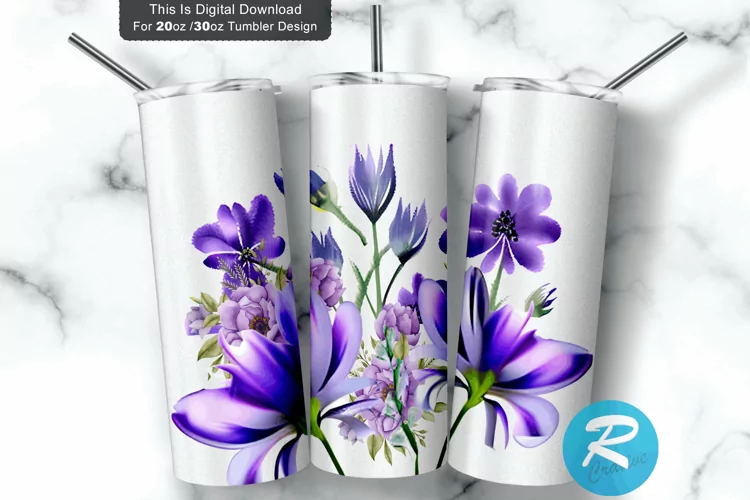 Burgundy Floral flower Seamless 20oz/30oz Skinny Tumbler