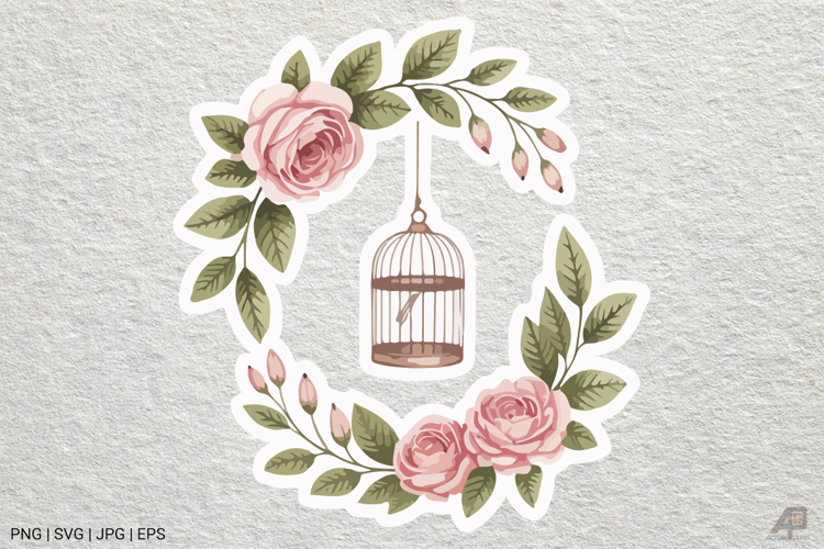 Vintage Floral Birdcage Clipart SVG PNG