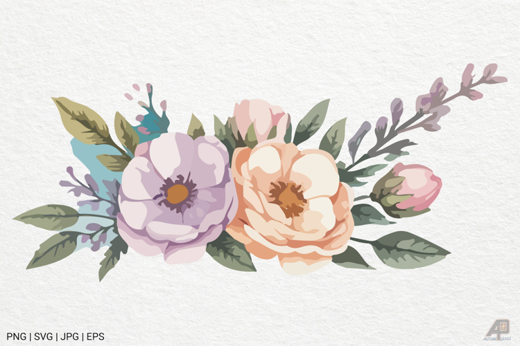 Watercolor Flower Clipart SVG PNG