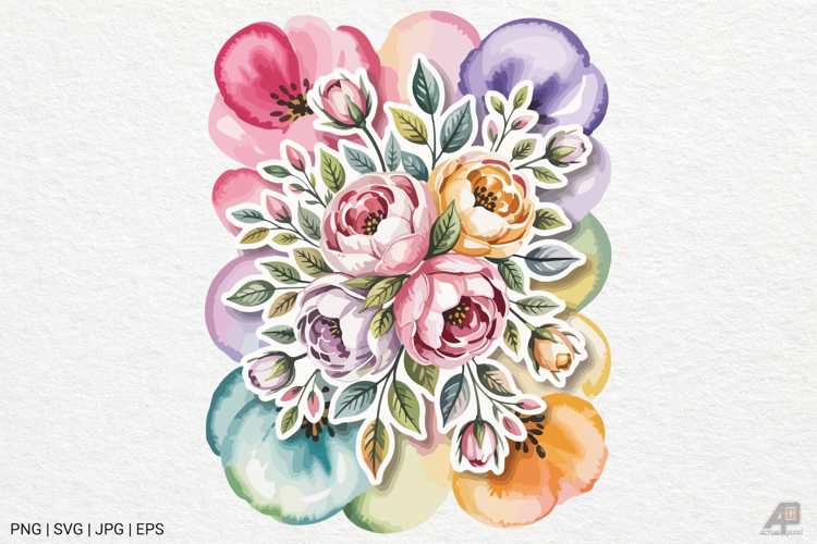 Watercolor Flower Clipart SVG PNG