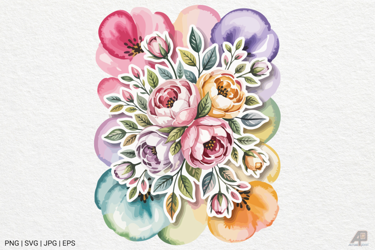 Watercolor Flower Clipart SVG PNG