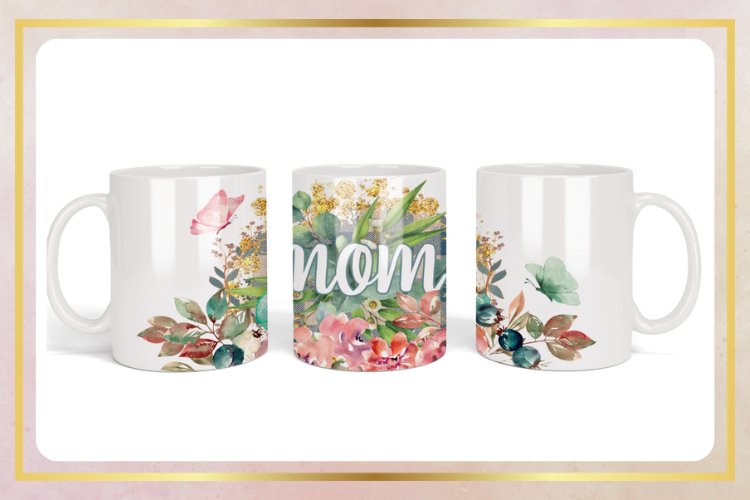 Watercolor flower butterfly mom coffee mug example image 1