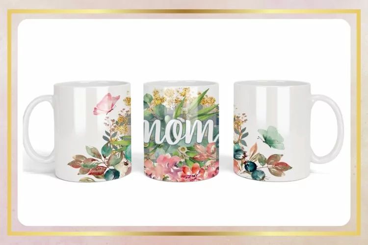 Watercolor flower butterfly mom coffee mug