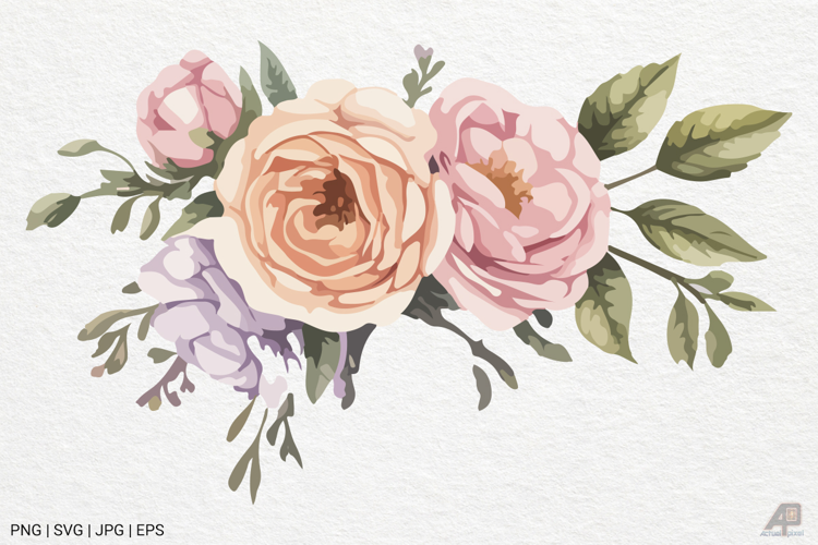 Watercolor Flower Clipart SVG PNG