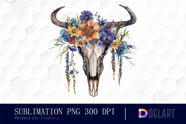 Flower Cow Skull PNG Clipart