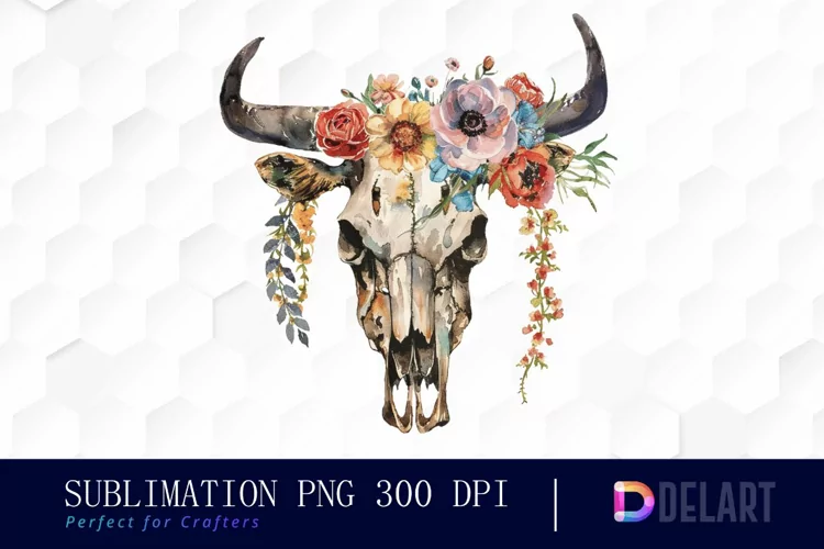 Flower Cow Skull PNG Clipart