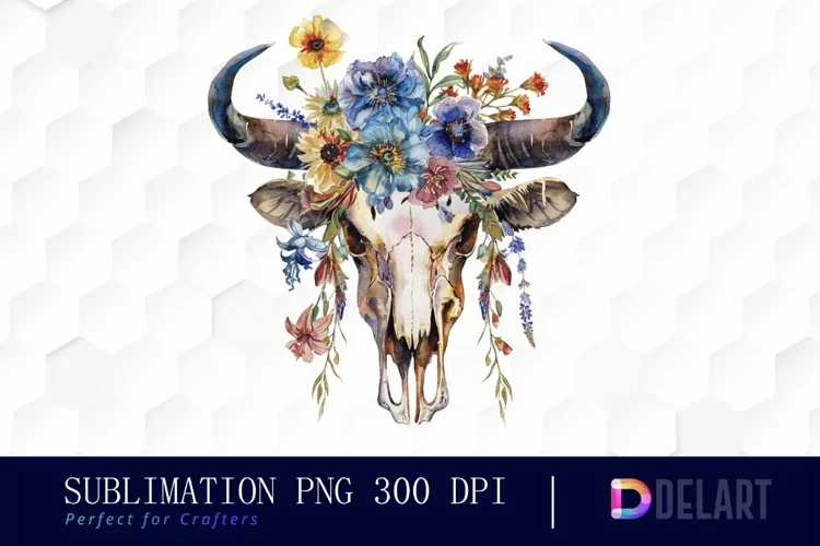 Flower Cow Skull PNG Clipart