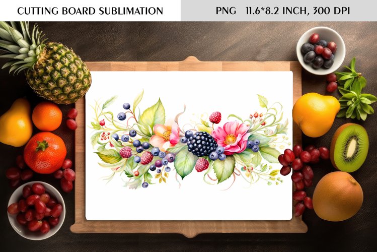 Summer Watercolor Flowers Design|Cutting Board Sublimation