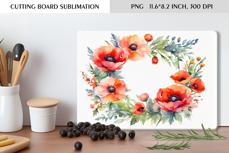 Summer Watercolor Flowers Design|Cutting Board Sublimation