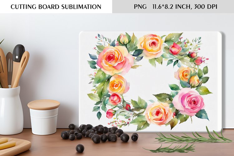 Summer Watercolor Flowers Design|Cutting Board Sublimation
