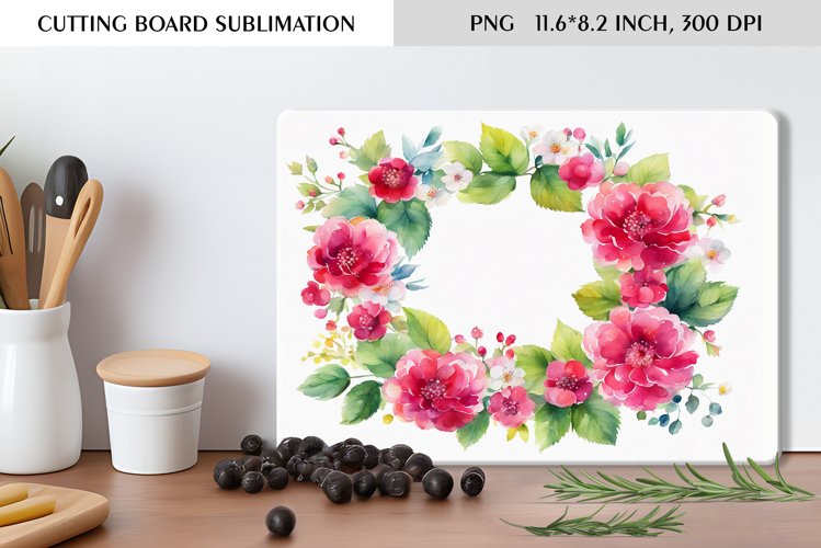 Summer Watercolor Flowers Design|Cutting Board Sublimation