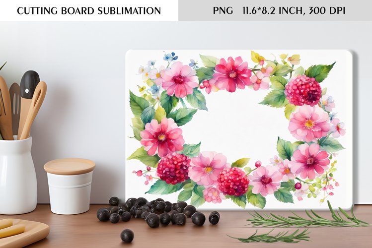 Summer Watercolor Flowers Design|Cutting Board Sublimation