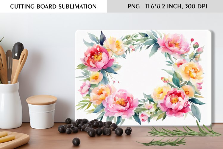 Summer Watercolor Flowers Design|Cutting Board Sublimation