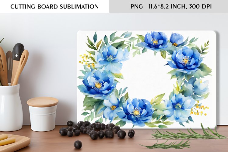 Summer Watercolor Flowers Design|Cutting Board Sublimation