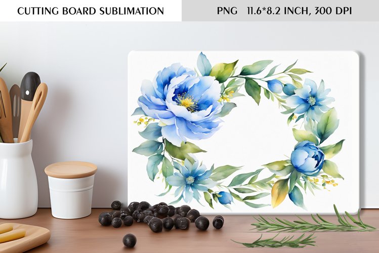 Summer Watercolor Flowers Design|Cutting Board Sublimation