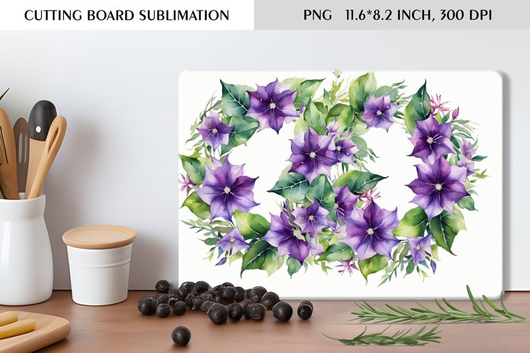 Summer Watercolor Flowers Design|Cutting Board Sublimation