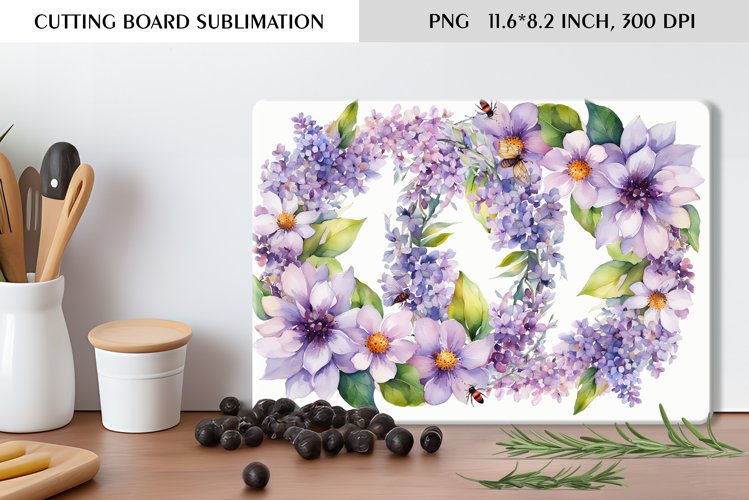Summer Watercolor Flowers Design|Cutting Board Sublimation