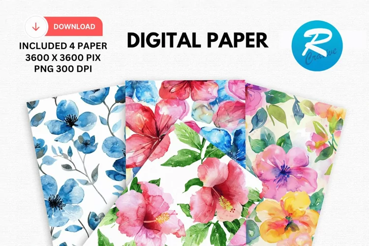 Watercolor Flowers Paper, Flower Background