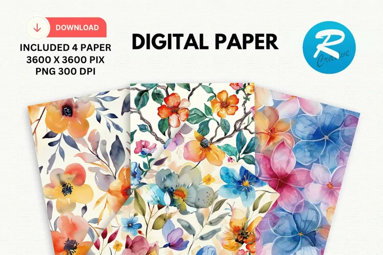 Watercolor Flowers Paper, Flower Background